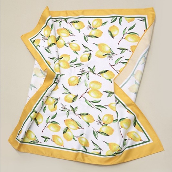 Vintage Style Lemons Silky Feel Bandana Scarf - Picture 5 of 8